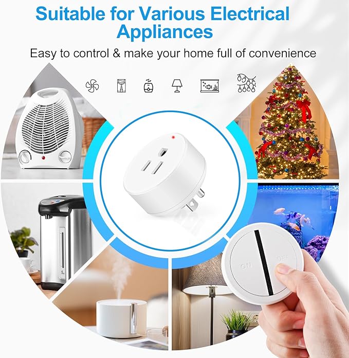 Greencycle Smart Wireless Remote Control Outlet Plug,WiFi Outlets for Household,On Off Smart Outlets Switch Compatible with Tuya,Alexa and Google Assistant,Timer Outlet,No Wiring,White,1SW+4Outlets