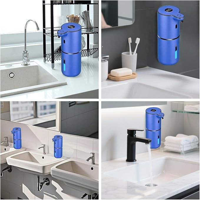 OHIFAST Automatic Liquid Soap Dispenser Touchless, USB Rechargeable Smart Hand Soap Dispenser, 6-Level Adjustable, 12.8oz/380mL Wall Mounted for Bathroom Kitchen Accessories Dish Soap-Blue