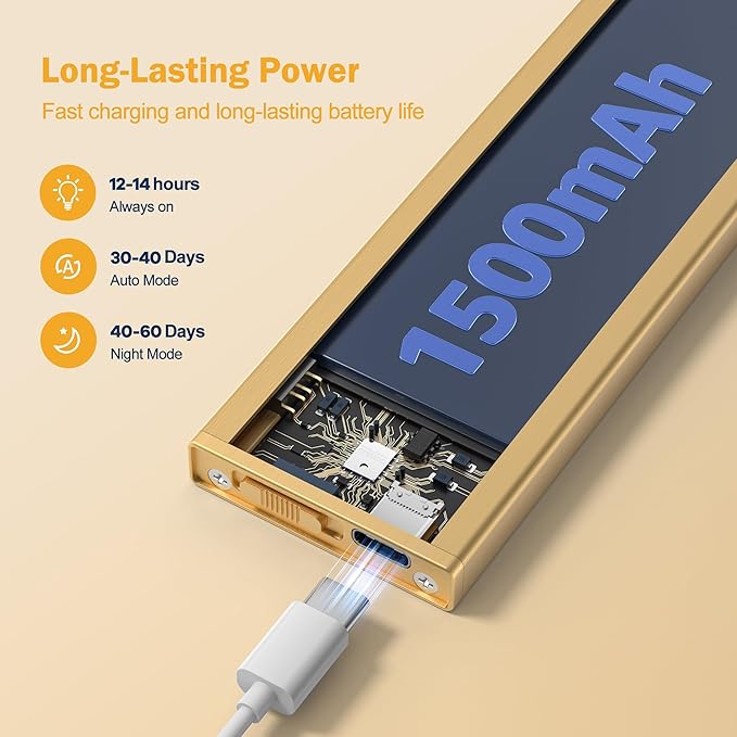 V4light Rechargeable Motion Sensor Under Cabinet Light, Magnetic LED Bar with 1500mAh, Gold Aluminum Accent Lighting, Dimmable 3 Color Temperatures for Kitchen Cabinets, Shelves & Closets (9 in)