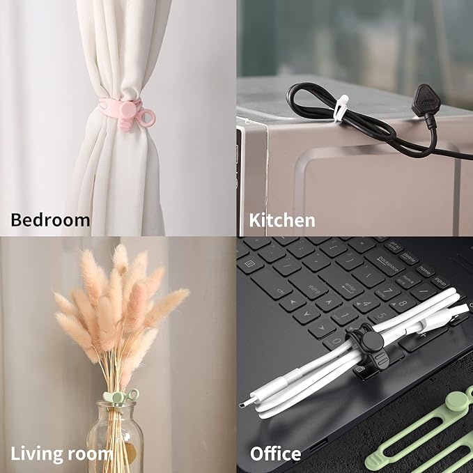 UMUST Silicone Cable Straps,10PCS 7.1"Cord Ties, Reusable Cable Ties,Travel Cord Organizer,Wire Organizer Ties for Kitchen,Home,School,Bundle Storage for Cables Etc(5 Colors)