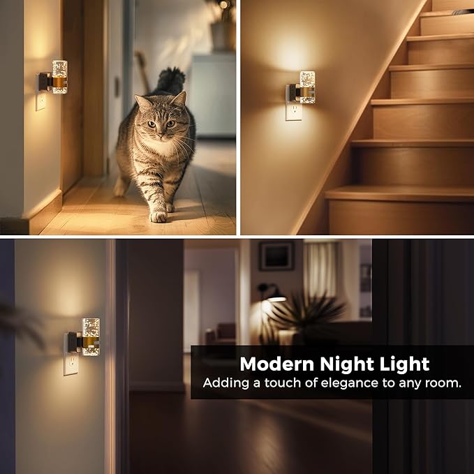L LOHAS LED Motion Sensor Night Light,Dimmable Night Lights Plug into Wall, 2 Pack Acrylic Nightlight with 0-100 LM Adjustable Brightness, 3000K Plug in Night Light for Bathroom Hallway