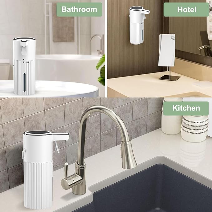 Push-Activated Automatic Soap Dispenser, Soap Dispenser for kitchen,Continuous Flow Control 400ml Capacity,AA Battery Powered,Waterproof Adjustable Volume Soap Dispenser for Bathroom & Kitchen(Liquid)