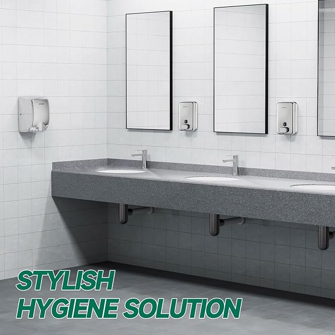 anydry Commercial Wall Mounted Soap Dispenser 37oz 1100ml Large Capacity Polished Stainless Steel Manual Dispenser for High Traffic Restrooms