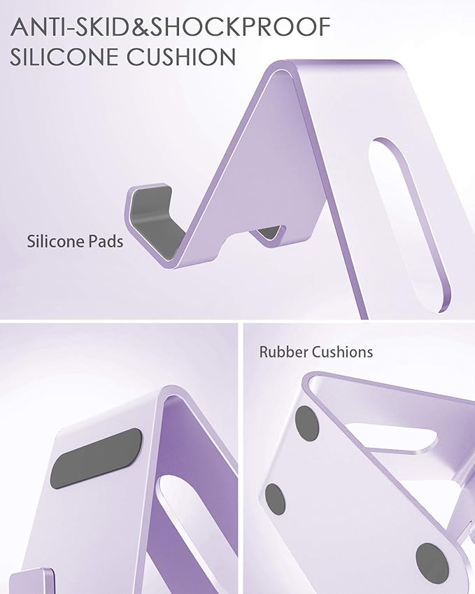 CreaDream Cell Phone Stand, Cradle, Holder,Aluminum Desktop Stand Compatible with Switch, All Smart Phone, iPhone 17 16 Pro Xs Max Xr X Se 8 7 6 6s Plus SE 5 5s-Purple