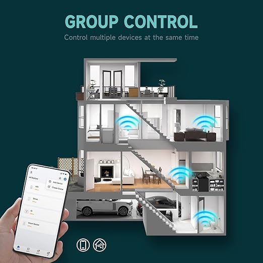 TOPELER Black Smart Electrical Outlet, Smart Wi-Fi Outlet with Individually Controlled, 15Amp Receptacle with Remote Control, Compatible with Google Home & Alexa, ETL&FCC Certified, 2.4G WiFi Only