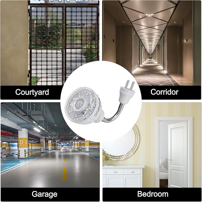 Plug in Motion Sensor Night Light Indoor, PIR Infrared Motion-Activated LED Night Light for AC Outlet,Dusk to Dawn Sensor Smartlight,360° Directional Rotating for Garage Stairway, 5W White, 1 PCS