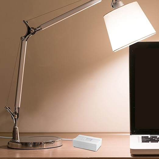 TOPGREENER Table-Top Plug in Dimmer for Table or Floor Lamps, Slide Control, Works with 360 Watt Incandescent/Halogen and 150 Watt Dimmable CFL/LED, Off at Lowest dim, 6ft Cord, TGTTDL300-W, White
