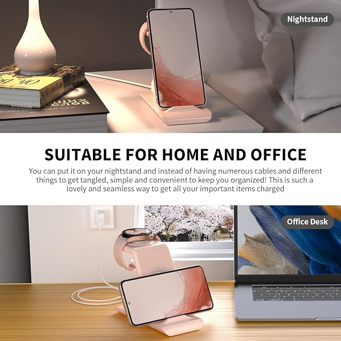 Wireless Charging Station for Samsung Wireless Charger Galaxy S26 Ultra/S25/S24/S23/S22/Note20 Z Fold Flip7 Galaxy Watch 8/7/6/5/4/3 Active 2/1 Stand Galaxy Buds4/4 Pro/3/2 Pro/Live Multiple Devices