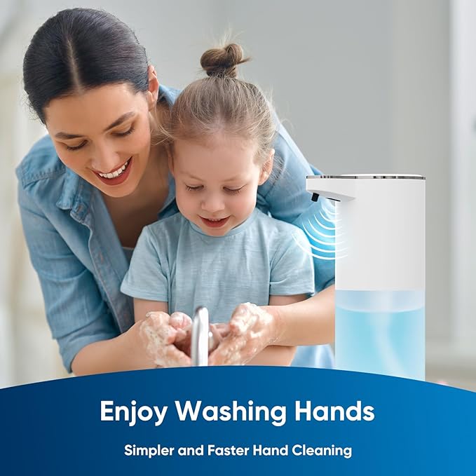 Automatic Liquid Soap Dispenser Touchless – 400ml Hand Soap Liquid Dispenser for Bathroom & Kitchen, Wall Mount or Countertop, 4 Adjustable Foam Levels, Rechargeable, IPX5 Waterproof