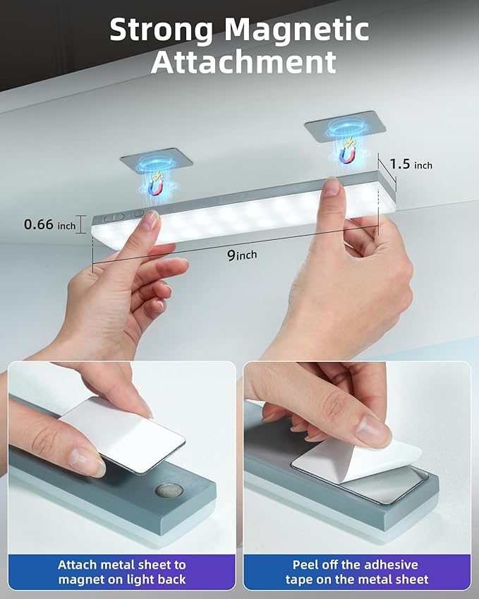 EZVALO 80RGB Color Changing Under Cabinet Lighting Wireless, 1800mAh Rechargeable Led Strip Shelf Lights, Timer & Dimmable Bar Light with Remote for Kitchen, Bedroom, Display Case, Car, 6Pack