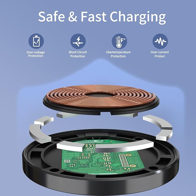 for MagSafe Charger 15W Magnetic Wireless Charging Pad for iPhone 17 16 15 14 13 12 Air Pro Max Plus mini/AirPods 2 3 Pro, Slim Portable Strong Magnet Quick Charger, USB-C/A Ports (Black)