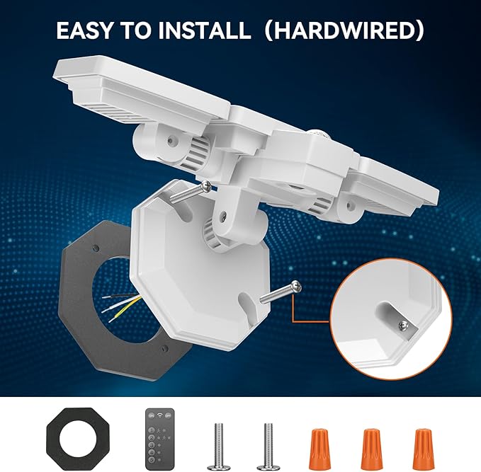LED Security Lights Motion Sensor Outdoor Lights, 6500K Daylight, IP65 Waterproof, Dusk to Dawn, 3-Head Motion Detected Flood Light for Garage, Yard, Porch, White, 2 Pack