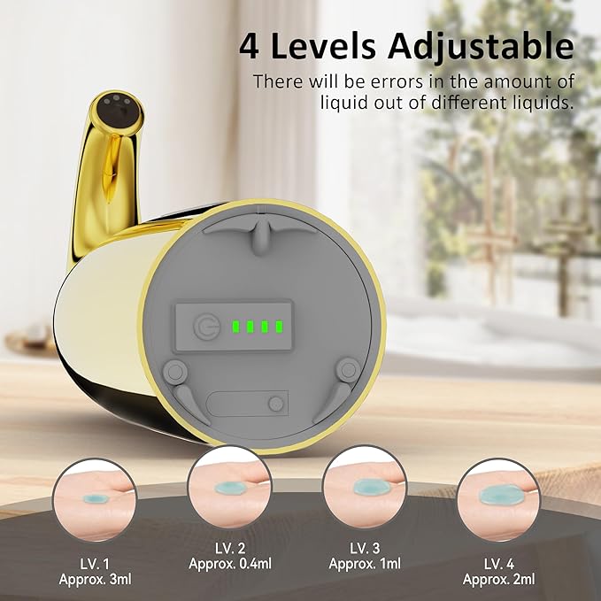 Convenient Automatic Soap Dispenser,4 Adjustable Levels Touchless Hand Sanitizer Pump with Infrared Sensor, Countertop Electric Dispenser for Bathroom,Kitchen