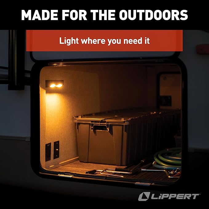 Lippert Wireless Motion-Activated LED RV Step Light with IP65 Rating, High-Strength Magnets for Magnetic Attachment, Adhesive-Backed Metal Plate, AA Batteries Not Included - 2022172335