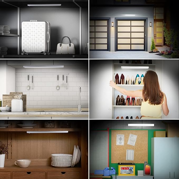 BLS 60 LED Closet Lights Battery Powered LED Lights, Super Bright Under Cabinet Lighting, Wireless Motion Sensor Light Indoor, 2400mah Rechargeable Battery Operated Lights, 120 Days Run Time (2 Pack)