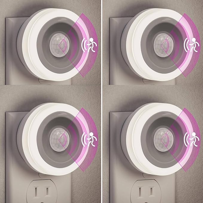 Briignite Motion Sensor Night Light, 4 Pack, Night Lights Plug into Wall, Auto On/Off Motion Activation Nightlight, Energy-Saving 0.6W LED, Daylight White, Ideal for Kids, Bedroom, Bathroom