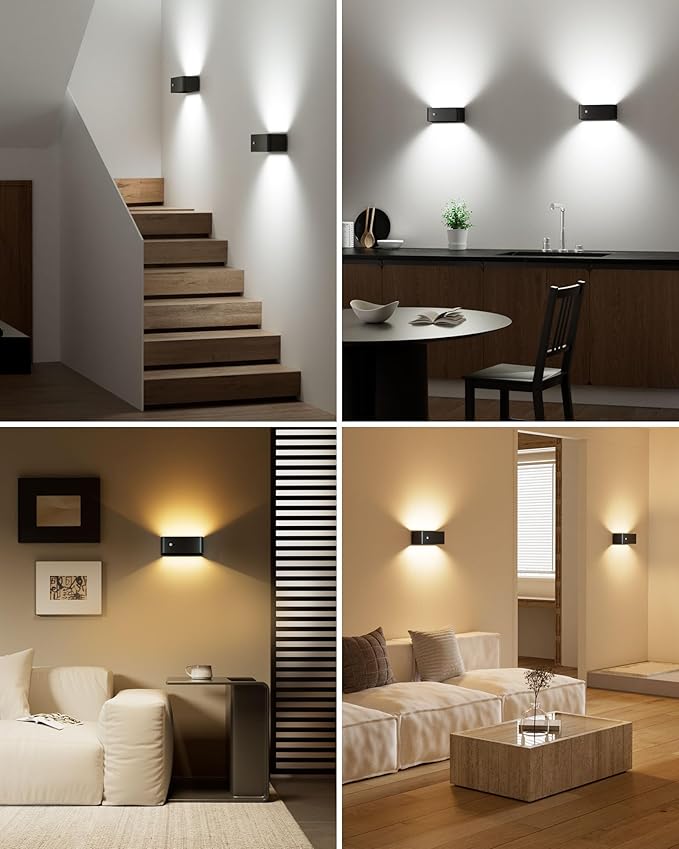 PopoIron Motion Sensor Wall Sconce Indoor with Remote Control 3 Colors Wireless Wall Light LED Wall Sconces Rechargeable 8000mAh Battery Operateded Wall Lamps Brightness Adjustable for Bedroom