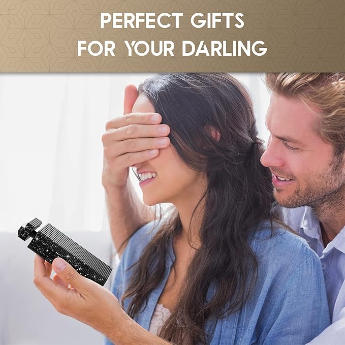 Lady Rechargeable Personal Fan with 3 Speeds, Quiet Portable Mini Cooling Desk Fan - Safe for Girls & Women - Black Rhinestones