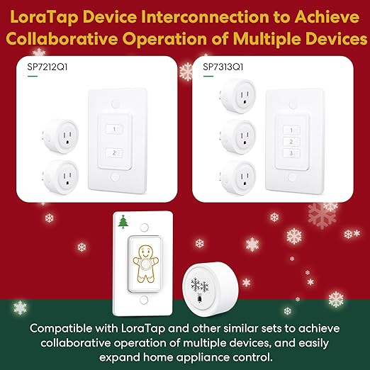 LoraTap Remote Control Outlet (Christmas Tree Light Switch): Wireless Wall Switch – 100ft Indoor Range – On/Off Outlet for Holiday Lights & Small Appliances – Pre-Programmed & No Wiring