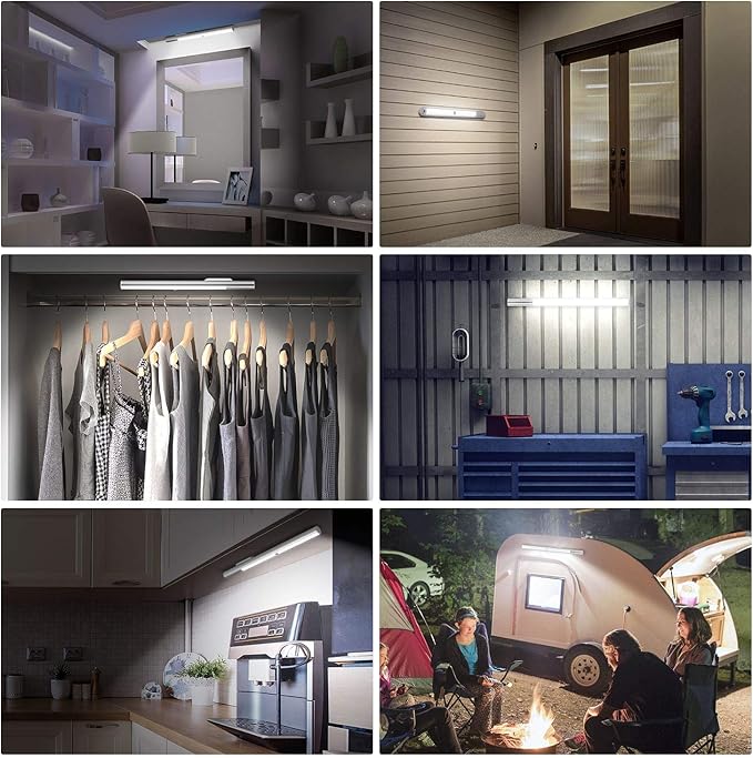 Alivation 48 LED Closet Light Motion Activated, T401 Led Under Cabinet Lighting Battery Operated Light, Rechargeable Large 4500 mah Battery Powered, Under Counter Lights for Kitchen, Stick on for Wall
