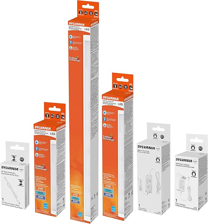 LEDVANCE Sylvania TruWave Natural Series 3-Way Selectable 9" LED Under Cabinet Light Starter Kit, Soft / Cool / Daylight, Hardwire - 1 Pack, 3 Watts (61866)