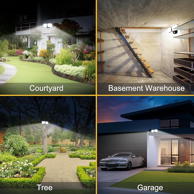 Rechargeable Battery Powered Motion Sensor Outdoor Lights with 2500LM & 4000LM(High Brightness), Wireless Flood Lights 1-3 Months Endurance, USB Charging Security Lights for Garage Yard Patio Garden
