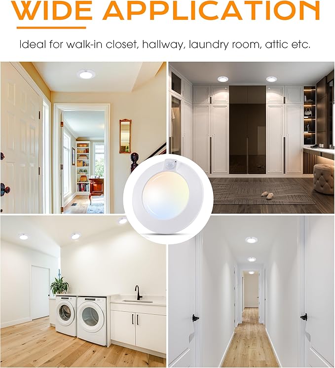 CLOUDY BAY 5 Color Motion Sensor Ceiling Light, 120V CRI90 10W,6.5 inch 2700K/3000K/3500K/4000K/5000K Selectable LED Flush Mount Fixture for Garage,Walk-in Closet,Attic,Pantry