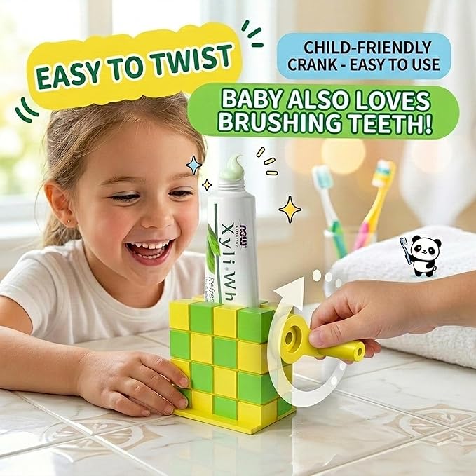 2PCS Toothpaste Squeezer for Kids - Toothpaste Dispenser for Kids - Toothpaste Holder Squeezer Stand - Toothpaste Squeezer Roller for Bathroom or Kitchen (Green, Without Hourglass)