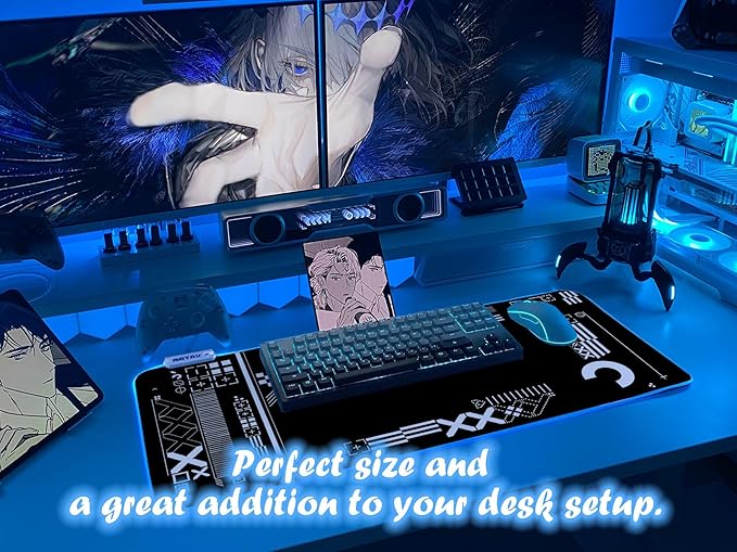 JMIYAV White Gaming Mouse Pad RGB Mousepad Non-Slip Rubber Base Extra Large Cool XL XXL Computer Desk Pad Gaming Accessories LED Light Up Extended Big Mouse Pad for Gamer Stealth HUD