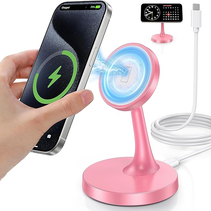 TXXTOL Magnetic Wireless Charger iPhone Stand, 15W Fast Mag-Safe Charger iPhone 17/17 Air/17 Pro/17 Pro Max 16/15/14/13/12 Series Magnet Wireless Charging Station/Pad/AirPods for Home, Office, Travel