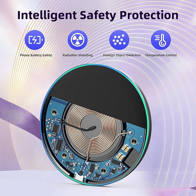 Wireless Charger Compatible with iPhone 17 16 15 14 13 12 11 Pro Max/Mini/Plus/XR/X/8, 15W Max Fast Wireless Charging Pad Mat for Samsung Galaxy S23/S22/S21/S20/S10, Galaxy Buds