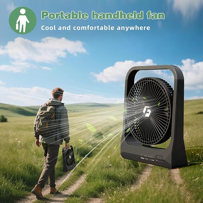 20800mAh Rechargeable Fan, 8-Inch Battery Powered Fan - Up to 80H Runtime, Portable Fan with 4 Speeds/Timers/70° Rotation /Quiet, Desk Fan for Bedroom, Office, Travel, Cruise, Gifts for Men Women