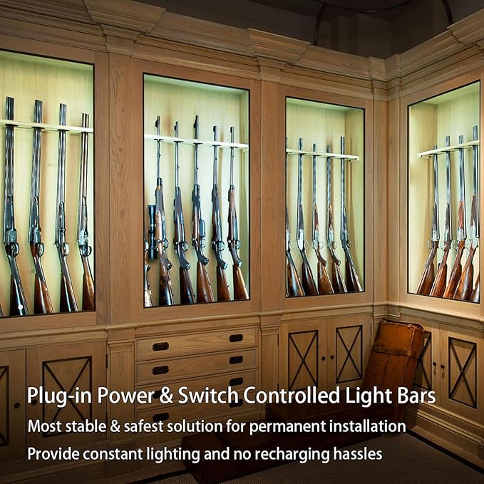 Motion Sensor Under Cabinet Lights, Plug in, Seamlessly Linkable, 6 Pcs 12 Inch Under Counter Lighting Bars for Kitchen, Closet, Gun Safe, Shelf, Display Case, LED 5000k Daylight
