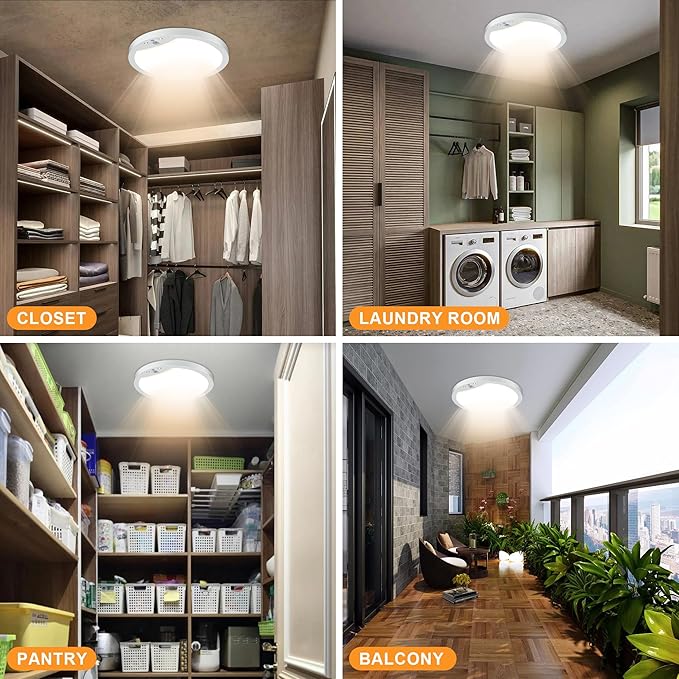 2-Pack Motion Sensor Ceiling Lights Hard-Wired, 9Inch Indoor Motion Activated LED Ceiling Light Fixtures with 3 Modes, Flush Mount Lights for Closet Stairwell Hallway, NOT Battery Operated, 3000K