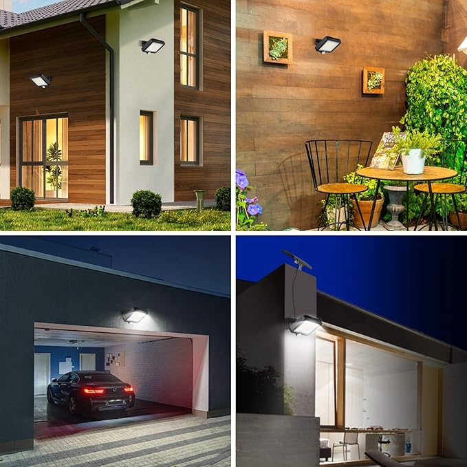 MPJ Solar Light Outdoor,56 LED Solar Light Outside with Motion Detector, IP65 Waterproof, 120° Lighting Angle, Solar Wall Light for Garden with 16.5ft Cable, 2 Pack