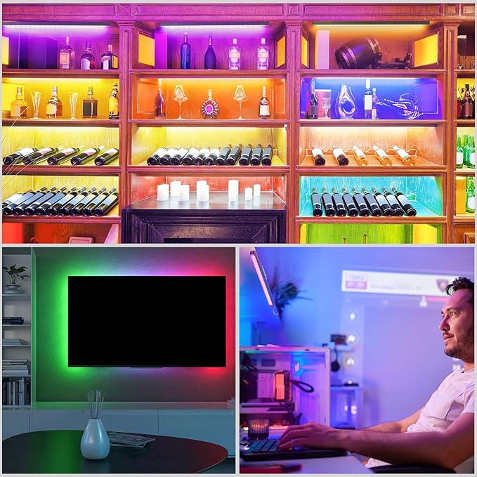 RGB Light Bar with Color Memory & Dimmable Brightness for Monitor/Desk, Under Cabinet Lights with 8 Colors & Dynamic Modes, Magnetic Installation for Kitchen, Room, Shelf, USB Powered