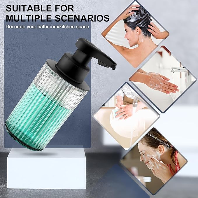 Automatic Soap Dispenser Foaming Touchless: 9oz Black Plastic - Rechargeable Electric Smart Auto Foam Soap Dispenser - Hand Dish Bathroom Kitchen