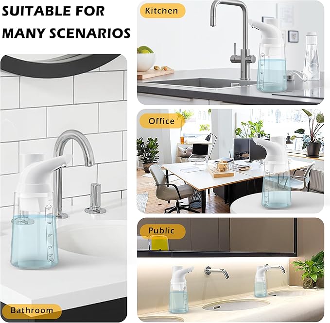 Adjustable Automatic Soap Dispenser Touchless, 4 Adjustable Levels,Battery Powered Operated Sensor Liquid Soap Pump,Touch-Free Hand Sanitizer Dispenser