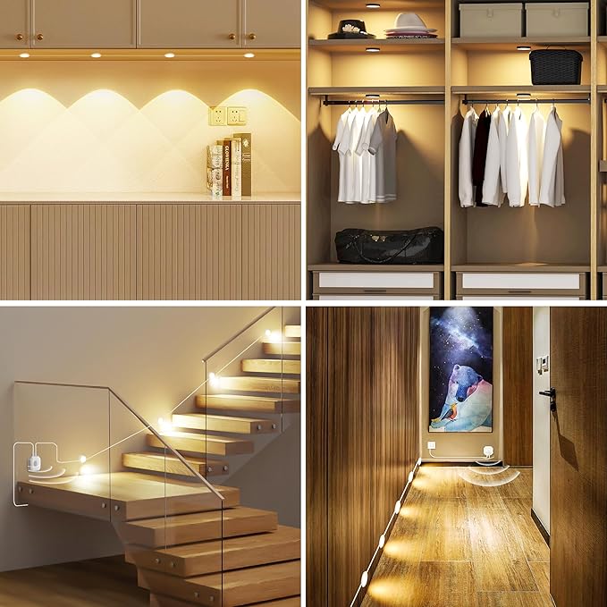 Motion Sensor Under Cabinet Light, 3 Color Kitchen LED Cabinet Light USB Powered, 3500K-6500K Indoor Motion Sensor Light for Kitchen, Closet, Counter, Hallway