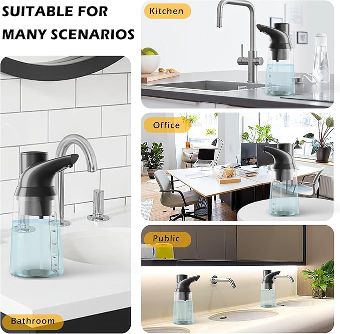 Adjustable Automatic Soap Dispenser Touchless, 4 Adjustable Levels,Battery Powered Operated Sensor Liquid Soap Pump,Touch-Free Hand Sanitizer Dispenser