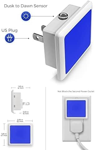 L LOHAS LED Blue Night Lights Plug into Wall 6-Pack, 0.3W Plug in Night Light, Dusk to Dawn, Bright Nightlight Auto-On/Off, for Adults Kids Room Bedroom Bathroom Hallway Kitchen, Non-Dim
