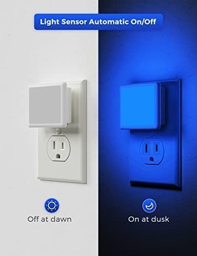 L LOHAS LED Blue Night Lights Plug into Wall 6-Pack, 0.3W Plug in Night Light, Dusk to Dawn, Bright Nightlight Auto-On/Off, for Adults Kids Room Bedroom Bathroom Hallway Kitchen, Non-Dim