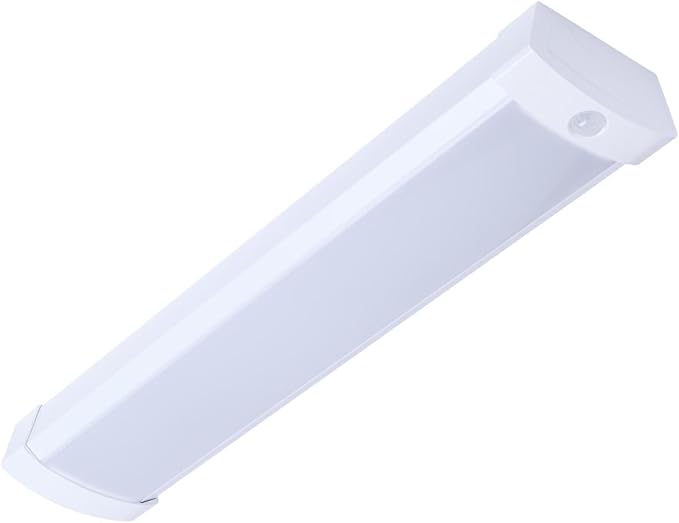 Satco 65-1214 2FT LED Ceiling Wrap Light with Motion Sensor, 20W, CCT Selectable 2700K–5000K, 1650 Lumens, 120-277V, White Steel Housing, Non-Dimmable, Damp Rated