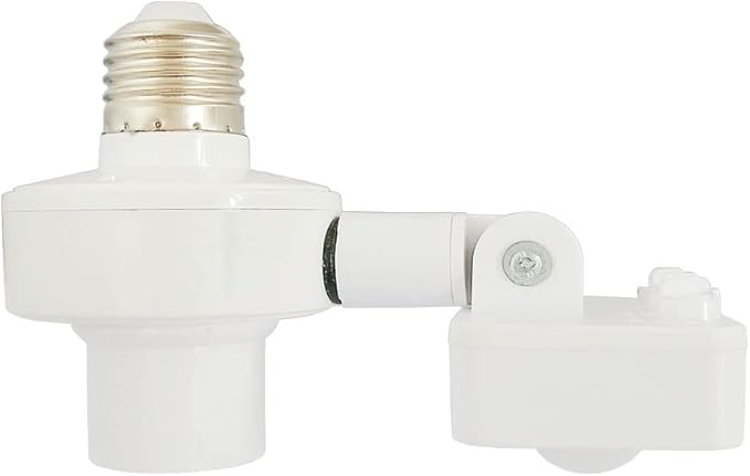 Motion Activated Light Socket,Adjustable Sensor Head, Auto On/Off Light Control,E26/E27 Motion Sensor Light Adapter Only Indoor Use for Porch,Basement,Storage Room