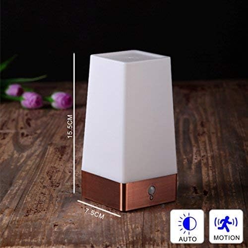 WRalwaysLX 3 Modes Battery Powered Small Table Lamp,Bedside Lamp Wireless PIR Motion Sensor LED Night Light,USE 3x1.5VAAA Battery,Sensitive Portable Moving Lamp for Kids Room,Hallway,Bedroom