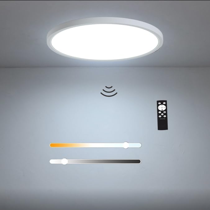 7 Inch Motion Sensor Ceiling Light Indoor,Motion Sensor Fixture Indoor for Closet Hallway Laundry Porch Pantry, Hard Wired Sensor Ceiling Light Black White