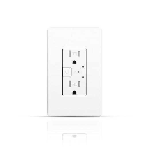 TOPELER Smart Wall Outlet with 2 Individually Controlled Ports, 15Amp TR Receptacle Control Appliances from Anywhere, 2.4 GHz WiFi Outlet Work with Alexa & Google Home, White, ETL & FCC Approval