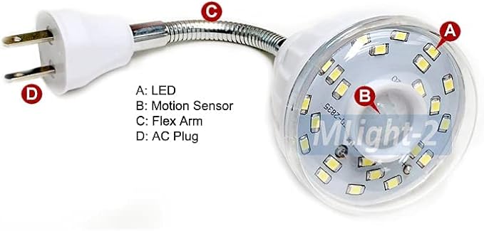 Motion-Activated LED Night Light for AC Outlet Plug-in White