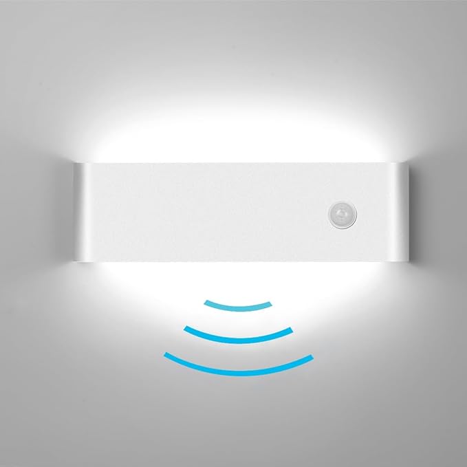 LED Hardwired Motion Sensor Light Indoor Wall Sconce, 12W Motion Sensor Wall Light Indoor Sconce Wall Aluminum Modern Wall Sconce for Living Room Hallway Stair Cool White(Not Battery Operated)