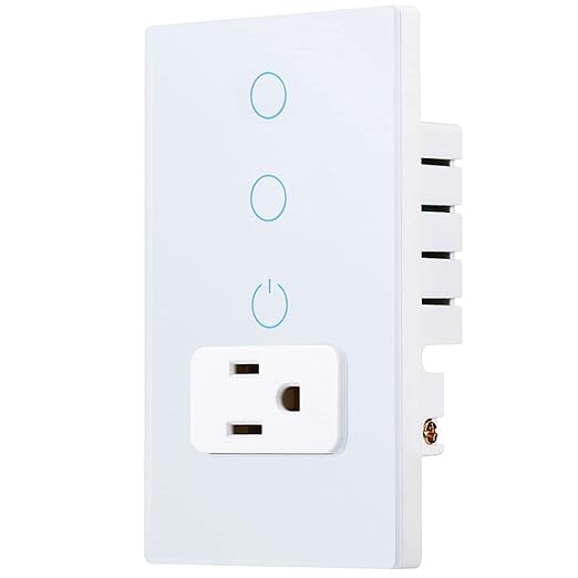 Combination Smart Touch Light Switch and Smart WiFi Power Wall Outlet, Tuya APP Smart Life, 15A /90-250V AC 60Hz, Combo Style, White